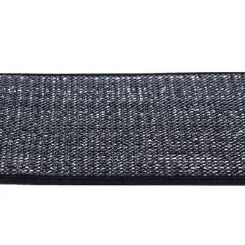 5yard 39 mm Gümüş Siyah Elastik Streç Şerit Dokuma Trim Bant Bant Dantel Kumaş Dantel Askı Elbise Dikiş T2386 Dekore edilmiş