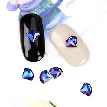 6*7 mm 3D Tırnak Sanat Süslemeleri 10 adet/Paket Glitter Nails PJ624 İçin Cam Alev Renkli Taşları Elmas Şekli Taslar