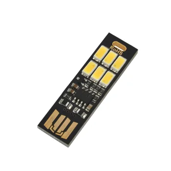 6 gece Lambası Mini Cep Kart USB Güç Banka Dizüstü Bilgisayar için Anahtarlık Gece Işığı 1 w 5 V Dokunmatik Dimmer Sıcak Işık LED
