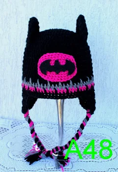 60pcs/lot Yenilik el Yapımı Kış Beanie Tığ Cool Batman Maske Şapka EarFlap bebek Kış Kapaklar Parti gorros hediye Kask