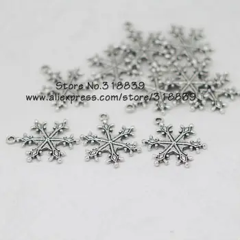 6580 mm Takı Alaşımlı Takı Kolye Takılar Diy Çinko Yapmak için antika Gümüş Metal Noel kar Tanesi Takılar 40 adet 22*
