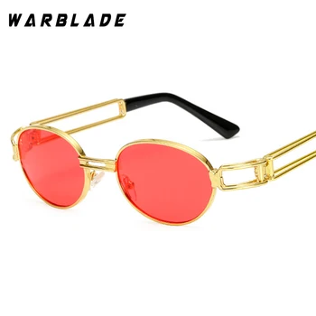 673 Vintage Küçük Oval güneş Gözlüğü Kadın Erkek Retro Altın Kırmızı Güneş Gözlüğü UV400 Steampunk Gözlük Punk Tonları Oculos
