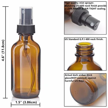 6pcs 2 Oz kase Amber Cam Uçucu Yağlar için İnce Sis Püskürtücü Parfüm Boş Kozmetik Kapları Aromaterapi Sprey şişesinde