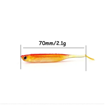 6Pcs/ 2g/75mm Shad Balıkçılık Solucan Swimbaits Kafa Yumuşak Yem Sinek Jig Balık Yemi Balıkçılık için Canlı Yem Yumuşak Renkli Set