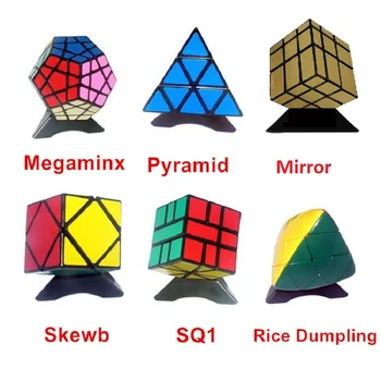 6pcs/Shengshou Siyah Garip şekil Bulmaca Küp Hızlı Büküm Bulmaca Bundle Pack Küp PVC&Mat Etiketler Cubo Puzzle Set