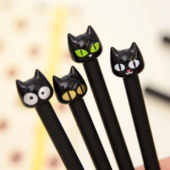 8 adet/Lot Sevimli Kawaii kedi Siyah Mürekkep Jel kalem 0.5 mm canetas maddeleridir Kırtasiye papelaria Ofis malzemelerini Okul F548 malzemeleri