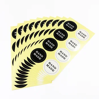 80pcs/lot Yuvarlak Siyah ve beyaz EL çıkartmaları sızdırmazlık Kraft kağıt Mühür sticker DİY Hediyeler Pişirme Dekorasyon etiket yayınlanan YAPTI