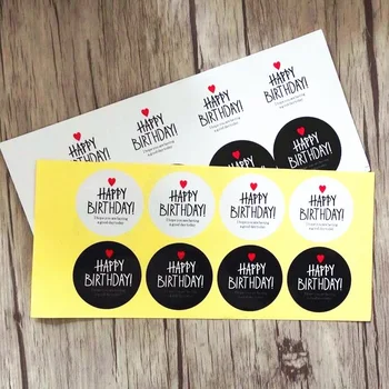80pcs Siyah & Beyaz DOĞUM günün kutlu olsun serisi Yapıştırıcı Kraft Mühür Sticker Hediye Etiketi Pişirme için Komik DİY İşten Çıkartmaları