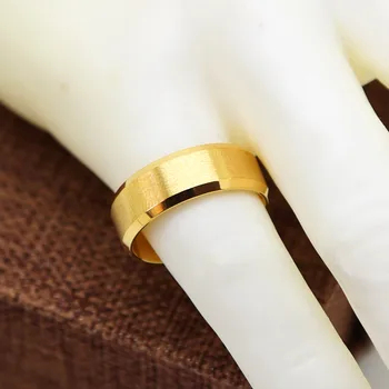 8mm alyans Altın rengi Klasik Moda Parmak Yüzük için Yüzük Paslanmaz Çelik Yüzük Aşk Bantları