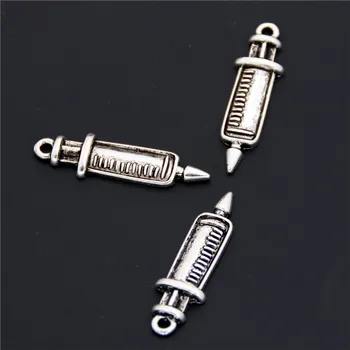 8pcs Antika Gümüş Tıbbi Doktor Stetoskop, Şırınga Charms Kolye DİY Kuyumculuk Hemşire