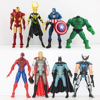 8pcs/Yeni Varış Superman Thor LED Iron Man Spiderman X-man ile Amerikan Figür Oyuncaklar Kaptan PVC Modeli Şekil Oyuncak seti