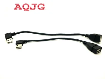 90 Kadın için 10cm 20cm USB 2.0 BİR Erkek Uzatma Adaptörü USB kablosu Açılı.Kadın sağ/0 erkek Aşağı/Siyah kablo kablosu/sol