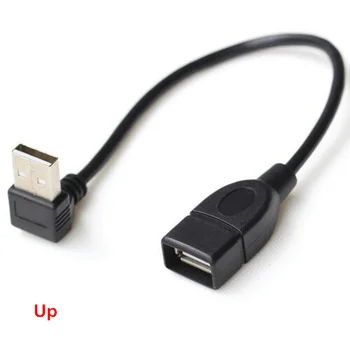90 Kadın için 10cm 20cm USB 2.0 BİR Erkek Uzatma Adaptörü USB kablosu Açılı.Kadın sağ/0 erkek Aşağı/Siyah kablo kablosu/sol