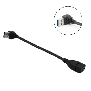 90 Kadın için 20cm USB 3.0 BİR Erkek Uzatma Adaptörü USB kablosu Açılı.Kadın sağ/0 erkek Aşağı/Siyah kablo kablosu/sol