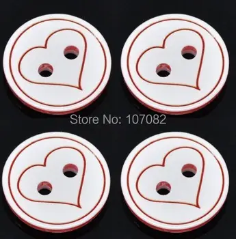 900pcs 2 Delikli Düğme Dikiş Kırmızı Kalp Resin 13 mm Düğme Defteri, Zanaat Süslemeler Boutons Knopf