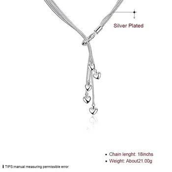 925 Gümüş Moda Popüler Beş Satır Kalp-N092 Kolye Moda Takı En İyi Hediye Şeklinde
