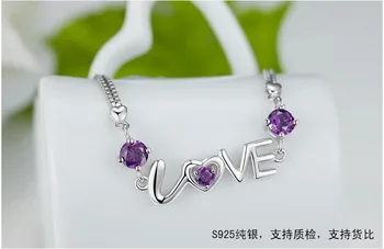 925 Kalp Bilezik İle Romantik Aşk Moda Kadın El Yapımı Takı Aşk Çift Kalp Gümüş