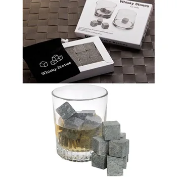 9pcs/lot yeni ROM Viski Buz Taş İçecekler Soğutucu Bira Kayalar votka İçme Soğutma bloğu Erir Bar Soğutucuları Granit Kılıfı + Küpleri