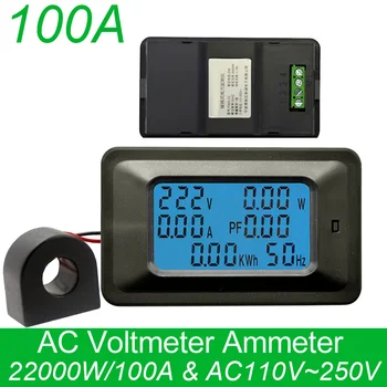 AC 25KW 85~250V 100 AMP Dijital Gerilim Metre göstergesi Güç Enerji Voltmetre Ampermetre akım Amper Volt wattmetre tester dedektörü