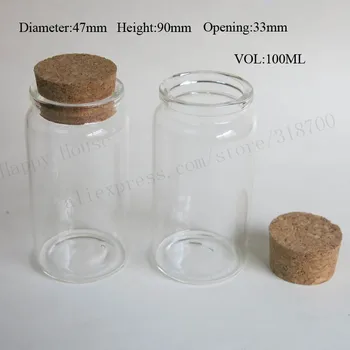 Ahşap mantar ile 50 x 100 ml boş cam şişe, mantar isteyen depolama için kullanılan şişe, cam kavanoz stoppered, craft cam kap