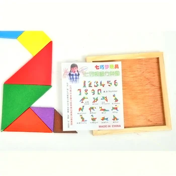 Ahşap Renkli Tangram Bulmaca Şekli Bilişsel Zihinsel Gelişim Çocuk Oyuncakları Çocuklara Oyuncak Hediye Aydınlanma FJ88