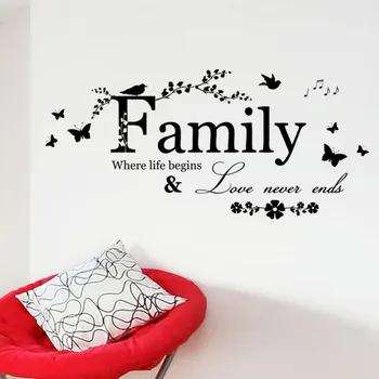 % aile Aşk hiç İngilizce alıntı duvar çıkartma dekoratif adesivo de parede çıkarılabilir vinil Duvar sticker Dekorasyon bitiyor