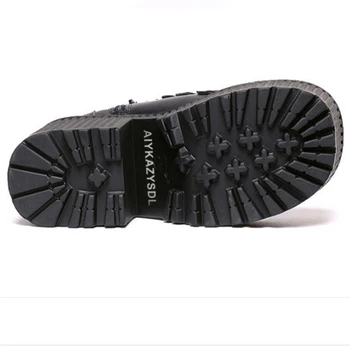 AİYKAZYSDL ayak Bileği Çizmeler Kadın Gladyatör Bantlı Platform Kama Kalın Taban Yüksek Topuk Creepers Ağır Rock Motosiklet Ayakkabı Sonbahar