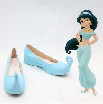 Aladdin Yasemin Cosplay Ayakkabı Kadın Özel Mavi Düz Ayakkabı Cadılar Bayramı Cosplay Kostüm Aksesuarları Ayakkabıları Botları