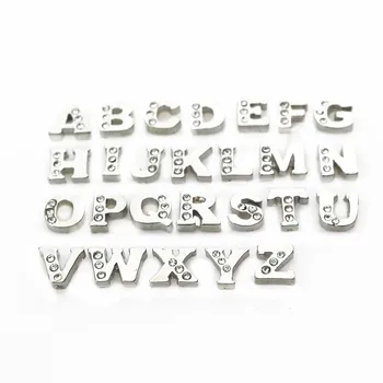Alfabe A-Z harfleri 2016 Yeni 26pcs/çok kristal kayan takılar yaşayan kayan cam bellek lockets