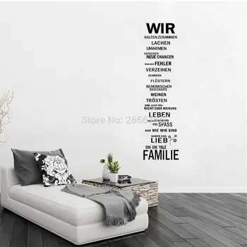 Alman Oturma Odası Dekorasyonu için Duvar Sticker Aile Kuralları Duvar Çıkartmaları Sanat Vinil Duvar Kağıdı Fiyatları