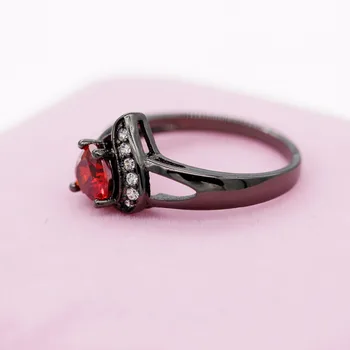 Almei Siyah Kadınlarda Kalp Yüzük Kadın Kadın Kübik Zirkon Düğün Takı Hediye Y349 Dekorasyon Nişan Yüzüğü Aşk