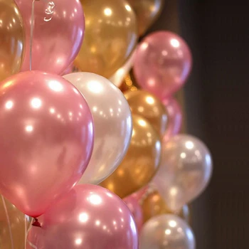 Altın Pembe Beyaz Balonlar/lot 12 İnç Şişme Lateks Helyum Balonlar Düğün Mutlu Doğum günü Partisi Dekorasyon Hava Balonu 10 adet