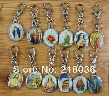 Anahtarlar İçin Vintage Gümüş Takılar Karışık Katoliklik Damla Meryem İsa Anahtarlık Araba Çanta Christian Anahtarlık Çanta Aksesuarları