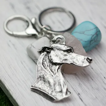 Anahtarlıklar Chaveiro Yavru Köpek Hediye Sevgili Pet Metal 43*50mm Tazı Köpekleri Anahtarlık Anahtarlık Erkek Kadın A002 Toptan