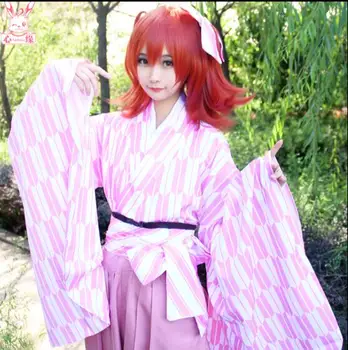 Anime oyun Kader/Grand Sipariş cosplay Fujimaru Ritsuka/Gudako Cadılar Bayramı Partisi Japon tatlı kızlar kimono kostüm kimono+Başlık