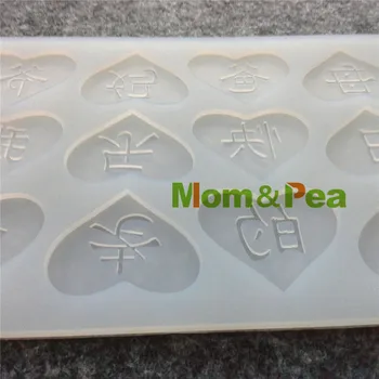 Anne ve Bezelye CX048 Yüksek Kalite Kalp Şeklinde Çince Kelime Kalıp Çikolata Kalıp Pasta Dekorasyon Silikon