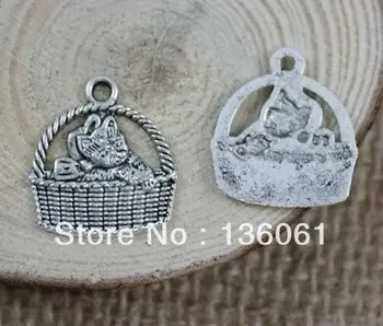 Antika Gümüş Vintage Charms Bilezik Takı Bulguları Yapımı İçin Tambir Sepeti Kolye Uyuyan Kedi Hediye el Yapımı 10 adet Z290
