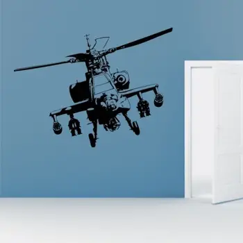 Apache Helikopter Duvar Çıkartmaları Yatak Odası Ordu Askeri Grafik transferi çıkartma