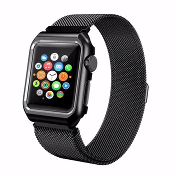 Apple Watch Band İçin 2in1 Paslanmaz Çelik Kayış manyetik 1 2 iwatch kordonlu saat 38 mm 520 serisi İçin Dava Korumakla Milanese