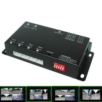 Araba dört Kamera Görüntü birleştirici Ön/Arka/Sol/Sağ Görünüm Park Kamerası için DVR 4 Video Split Kontrol Kutusu Video desteği Geçin