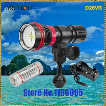 Archon 2000 D26VR Lümen Beyaz ve Kırmızı Tüplü pil ve şarj cihazı ile Sualtı Fotoğraf ve Video Işığı LED Dalış