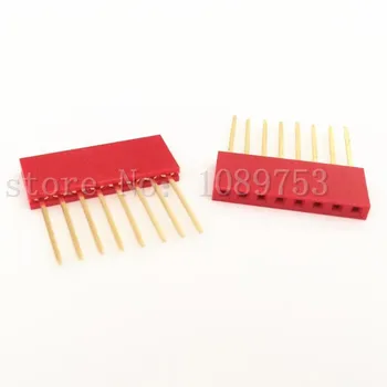 Arduino Shield İçin 50pcs Kırmızı 2.54 mm 8P Tercümesi Uzun bacaklı Dişi Header