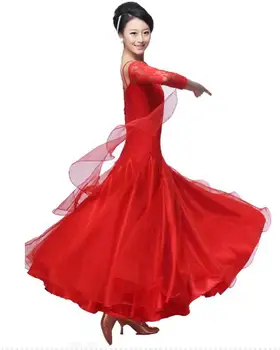 Artı boyutu kırmızı pembe siyah Balo Elbise standart balo salonu Viyana artı boyutu balo salonu dans elbise kostüm tango