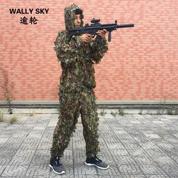 Askeri Biyonik Kamuflaj Kıyafetleri erkek 3D Yaprakları keskin Nişancı Ghillie Çekim için Uygun Av CS Dövüş Eğitimi Uygun