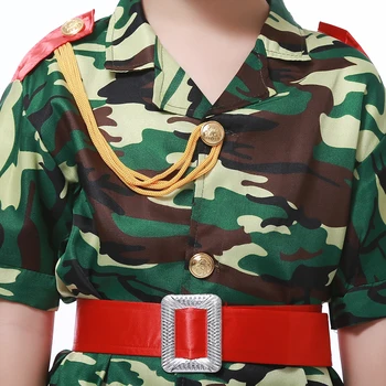 Askeri Üniforma Çocuk Kamuflaj Uzun kollu Sahne Performansı Giyim Dans Kostüm
