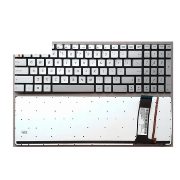 ASUS N56VV N76 N76V N76S Q550L N750 N550J İÇİN BİZİ Yeni Klavye ışıklı laptop klavye İngilizce Gümüş Değiştirin