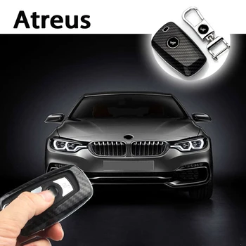 Atreus 1set Araba stil karbon fiber anahtar durum bmw için fob tutucu logo 5 3 7 Serisi 320i 525li 730i X5 X4 GT Anahtarlık uygun kapakları