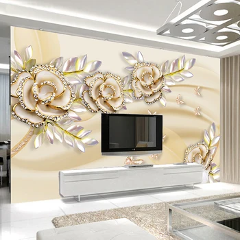 Avrupa Tarzı 3D Kabartmalı Takı Çiçek Fotoğraf duvar Kağıdı Oturma Odası TV Kanepe arka Plan Duvar Kağıtları Ev Dekor Pasoyu De Parede