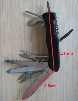 Açık Klasik çok fonksiyonlu kamp veya avcılık için Paslanmaz çelik Swiss Knife 111mm uzunluğunda Siyah