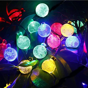 Ağaç için dekorasyon lambaları açık topu Dize ışık Güneş su geçirmez 6M 30Led Kristal 3 renk bahçe perisi stok aydınlatma VR